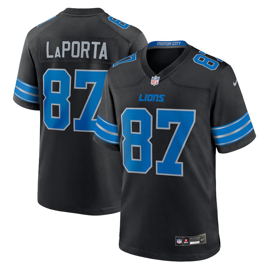 Men Detroit Lions #87 Sam LaPorta Nike Black 2nd Alternate Game NFL Jersey->detroit lions->NFL Jersey